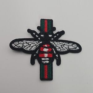 Embroidered Bumble Bee Green Red Fadhion Inspired Iron on Patch